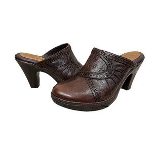 Nurture Women Leather Mules Clogs Sz 9M Brown Comfort Heels‎ Chunky Boho Western